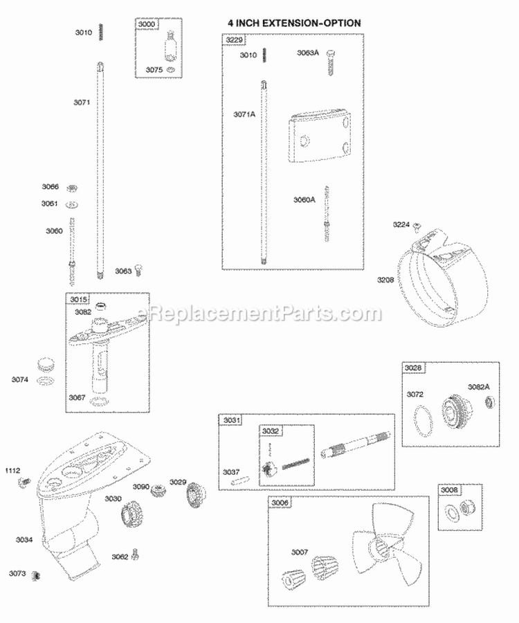 Gear Case Propeller Diagram and Parts List for AA0201-0101-01  Briggs and Stratton Engine